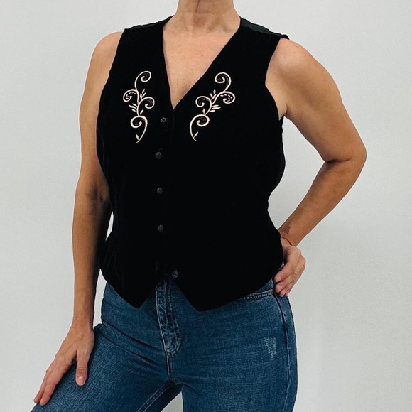 Vintage 90’s Steampunk Victorian Goth Military Velvet Embroidered Holiday Vest - Picture 3 of 14